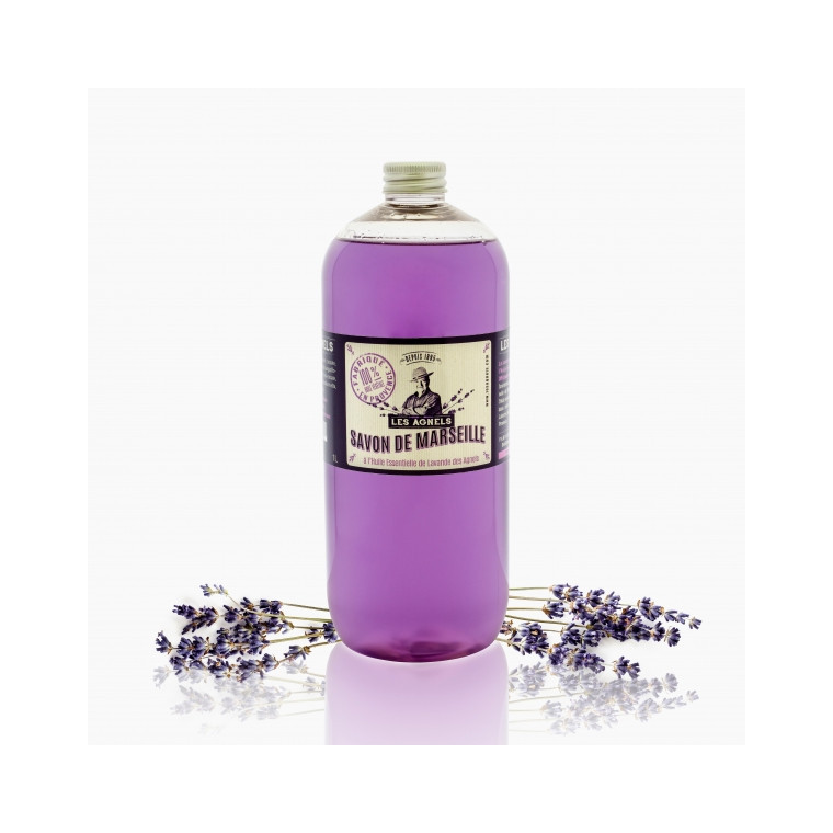 Liquid Marseille Soap with Agnel Lavender Essential Oil, 1L Refill